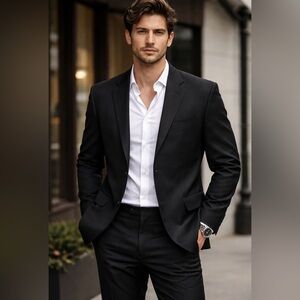 Donna Karan True Vintage Italian Black 100% Wool Blazer Gold Label Size 46 Rare